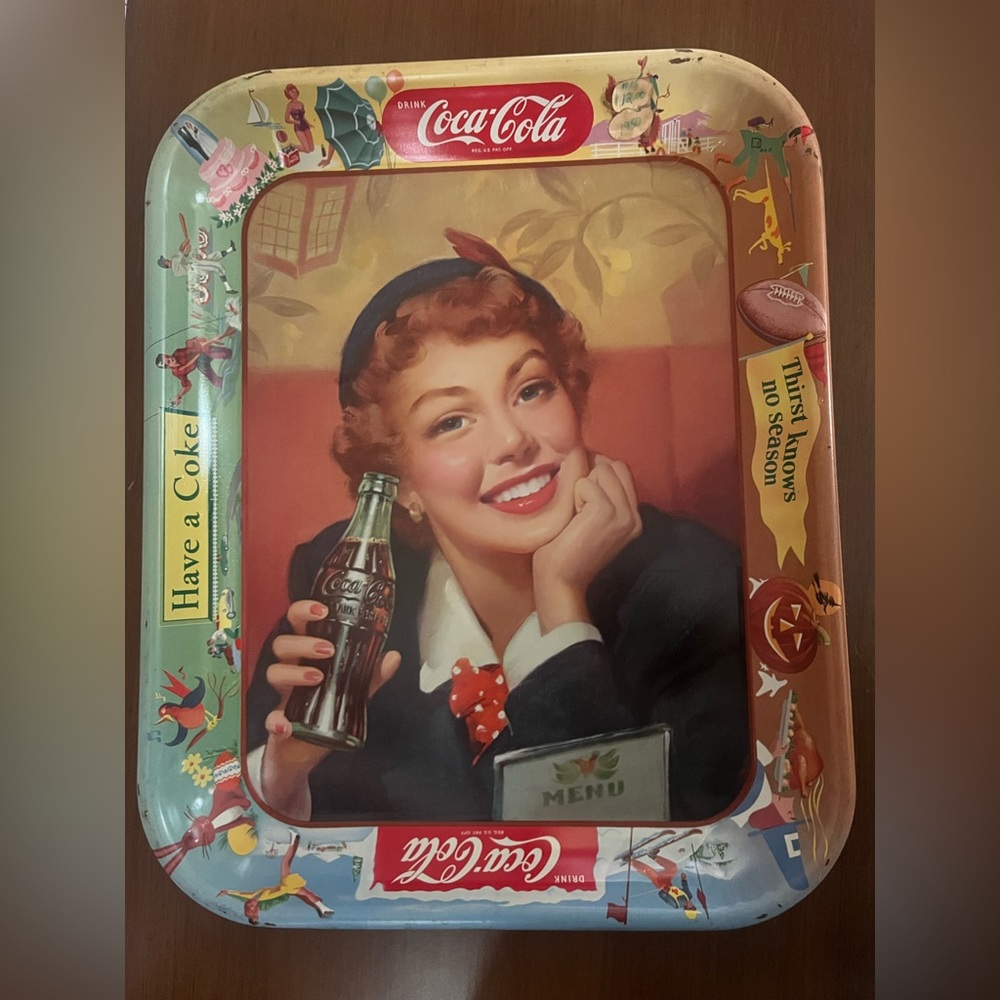 Vintage 1950 Coca Cola Tin Tray Collectable